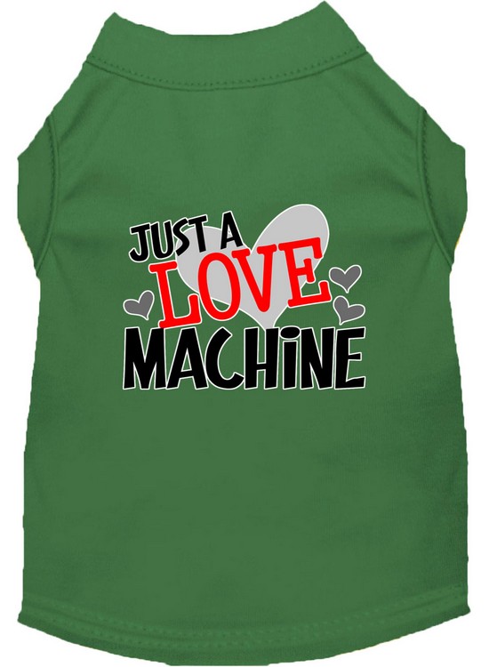 Love Machine Screen Print Dog Shirt Green XS